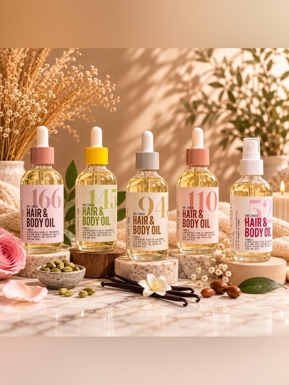 MIIM.MIIC Dry Touch Hair & Body Oils – 5-Piece Set